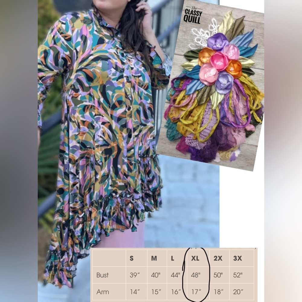 Zadie B’s Tunic w custom Classy Quill Flower XL